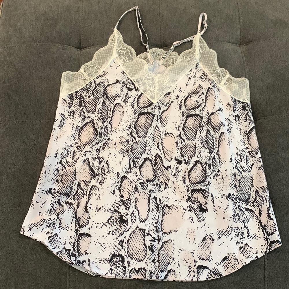 Snake skin pattered silk tank